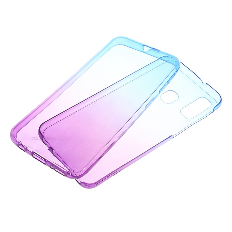 Gradient Color Front + Back 2-Piece TPU Case for Samsung Galaxy A40 - Blue / Purple-1