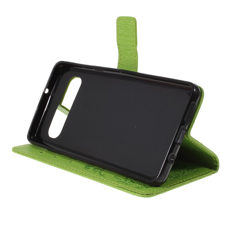 Imprinted Butterfly Flower Pattern Rhinestone Leather Wallet Case for Samsung Galaxy S10 5G - Green-2