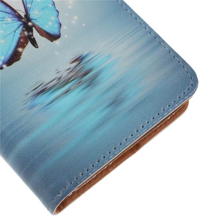 Pattern Printing Leather Wallet Case for Samsung Galaxy A20e - Blue Butterfly-4