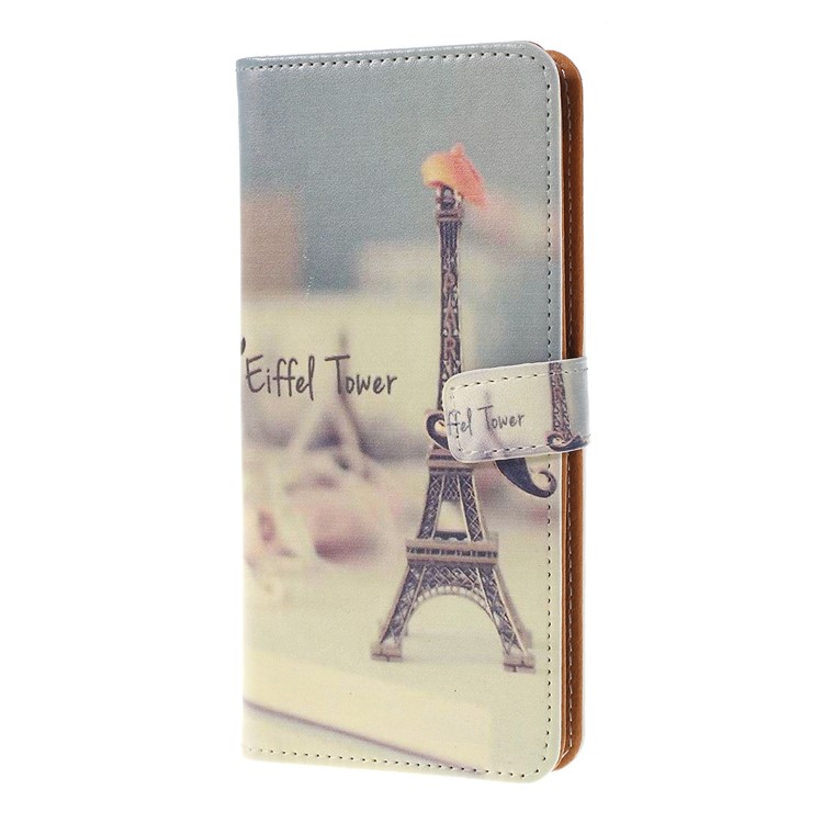 Pattern Printing Leather Wallet Case for Samsung Galaxy A20e - Eiffel Tower and Mustache-4