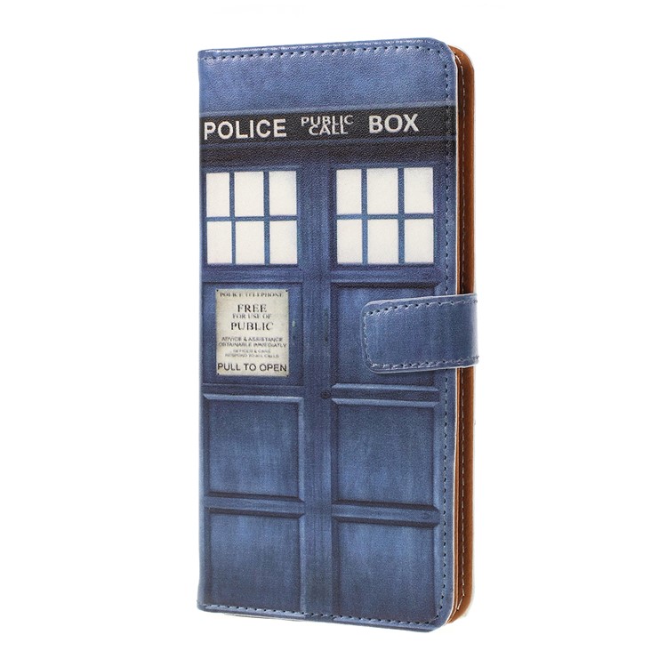 Pattern Printing Leather Wallet Case for Samsung Galaxy A20e - Police Public Call Box-4