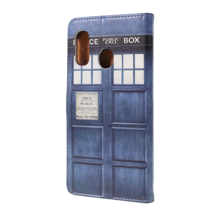 Pattern Printing Leather Wallet Case for Samsung Galaxy A20e - Police Public Call Box-5