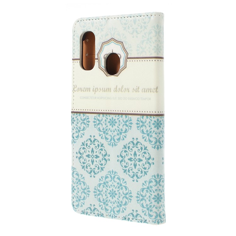 Pattern Printing Leather Wallet Case for Samsung Galaxy A20e - Damask Flower-5