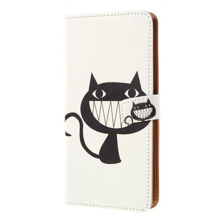 Pattern Printing Leather Wallet Case for Samsung Galaxy A20e - Black Cat-4