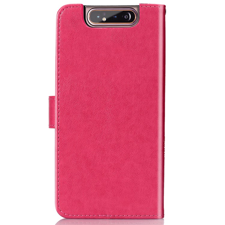 Imprint Clover Pattern Leather Wallet Case for Samsung Galaxy A80/A90 - Rose-3