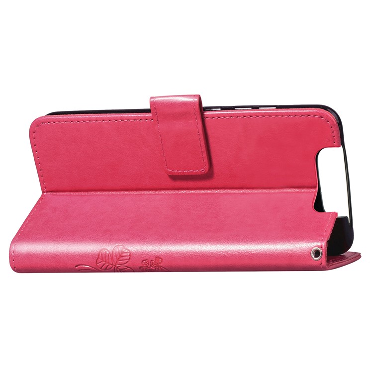 Imprint Clover Pattern Leather Wallet Case for Samsung Galaxy A80/A90 - Rose-6