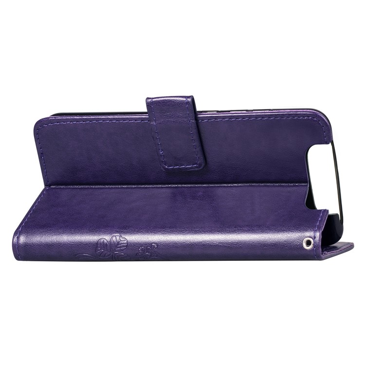 Imprint Clover Pattern Leather Wallet Case for Samsung Galaxy A80/A90 - Purple-6