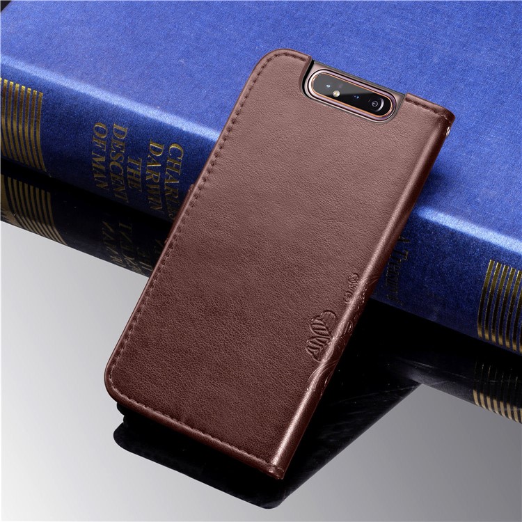 Imprint Clover Pattern Leather Wallet Case for Samsung Galaxy A80/A90 - Brown-10