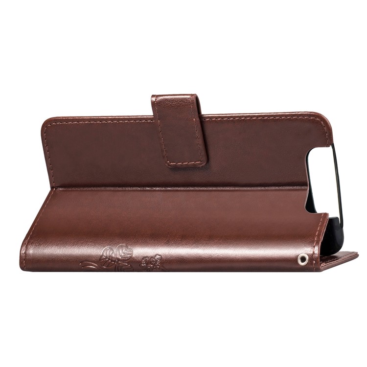 Imprint Clover Pattern Leather Wallet Case for Samsung Galaxy A80/A90 - Brown-6
