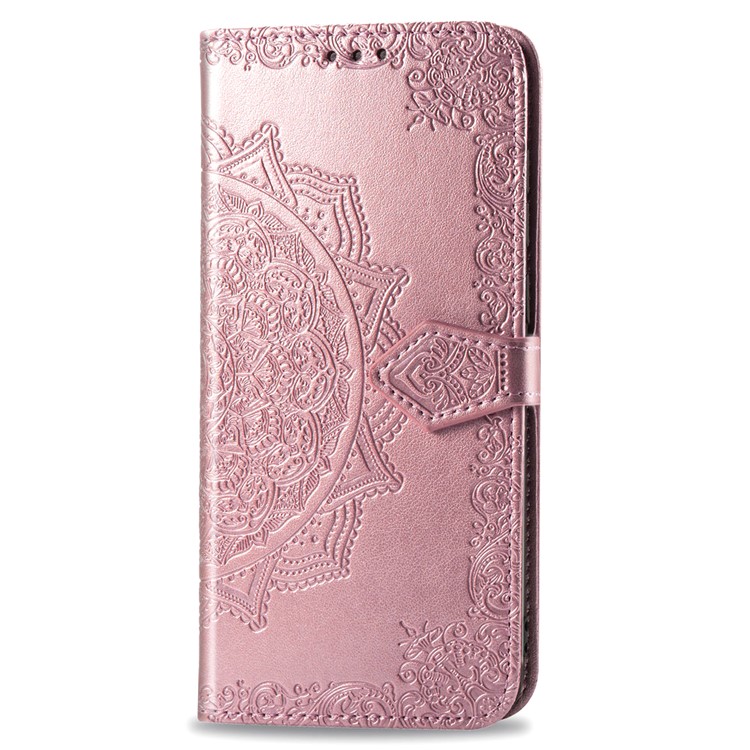 Embossed Mandala Flower Leather Wallet Case for Samsung Galaxy A20e - Rose Gold-3