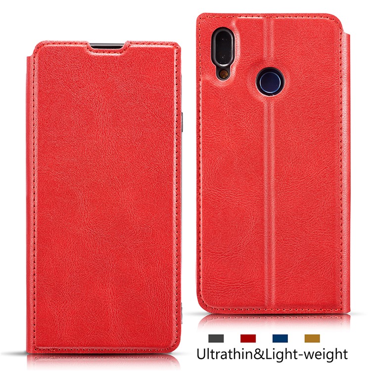 Ultra-thin Leather Flip Phone Cover with Card Slots for Samsung Galaxy A20e / A10e - Red-1