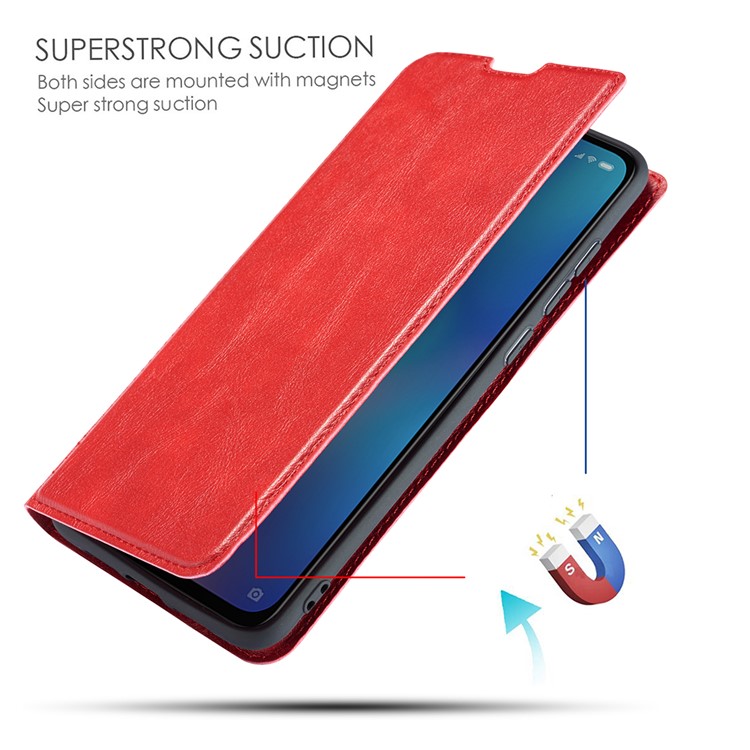 Ultra-thin Leather Flip Phone Cover with Card Slots for Samsung Galaxy A20e / A10e - Red-16