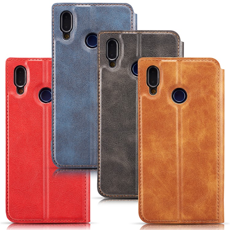 Ultra-thin Leather Flip Phone Cover with Card Slots for Samsung Galaxy A20e / A10e - Red-19