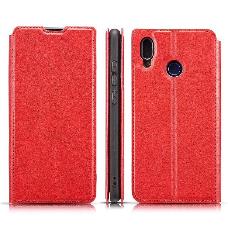 Ultra-thin Leather Flip Phone Cover with Card Slots for Samsung Galaxy A20e / A10e - Red-2