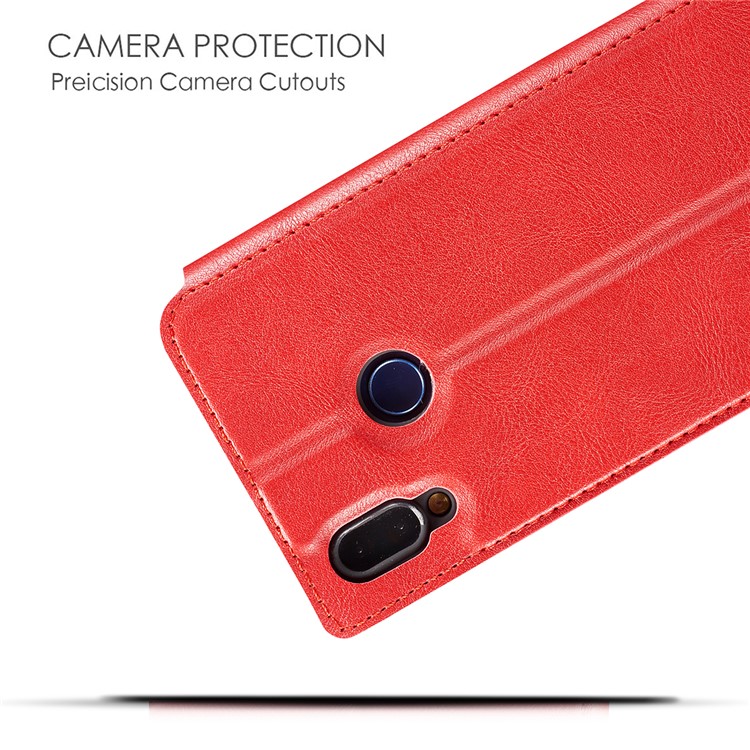 Ultra-thin Leather Flip Phone Cover with Card Slots for Samsung Galaxy A20e / A10e - Red-4