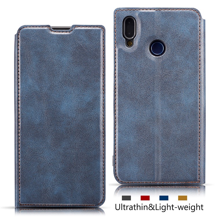 Ultra-thin Leather Flip Phone Cover with Card Slots for Samsung Galaxy A20e / A10e - Blue-1