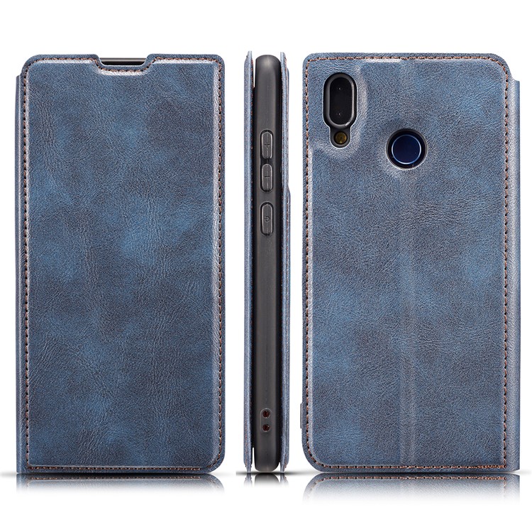 Ultra-thin Leather Flip Phone Cover with Card Slots for Samsung Galaxy A20e / A10e - Blue-2