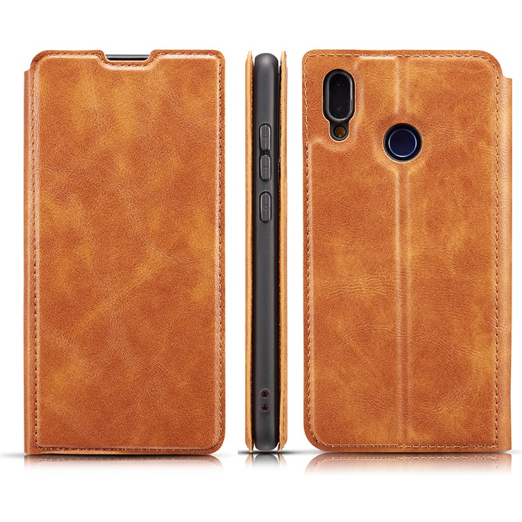 Ultra-thin Leather Flip Phone Cover with Card Slots for Samsung Galaxy A20e / A10e - Brown-2