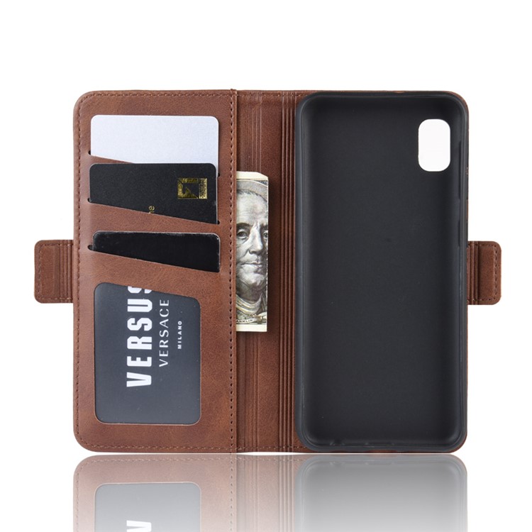 Magnetic Double Clasp Wallet Stand Flip Leather Phone Cover for Samsung Galaxy A20e / A10e - Brown-2