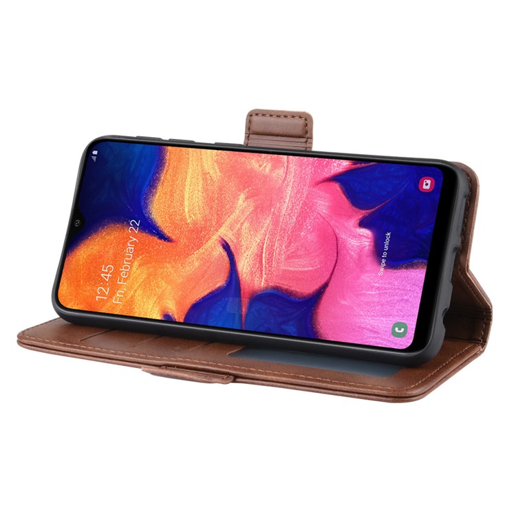 Magnetic Double Clasp Wallet Stand Flip Leather Phone Cover for Samsung Galaxy A20e / A10e - Brown-4