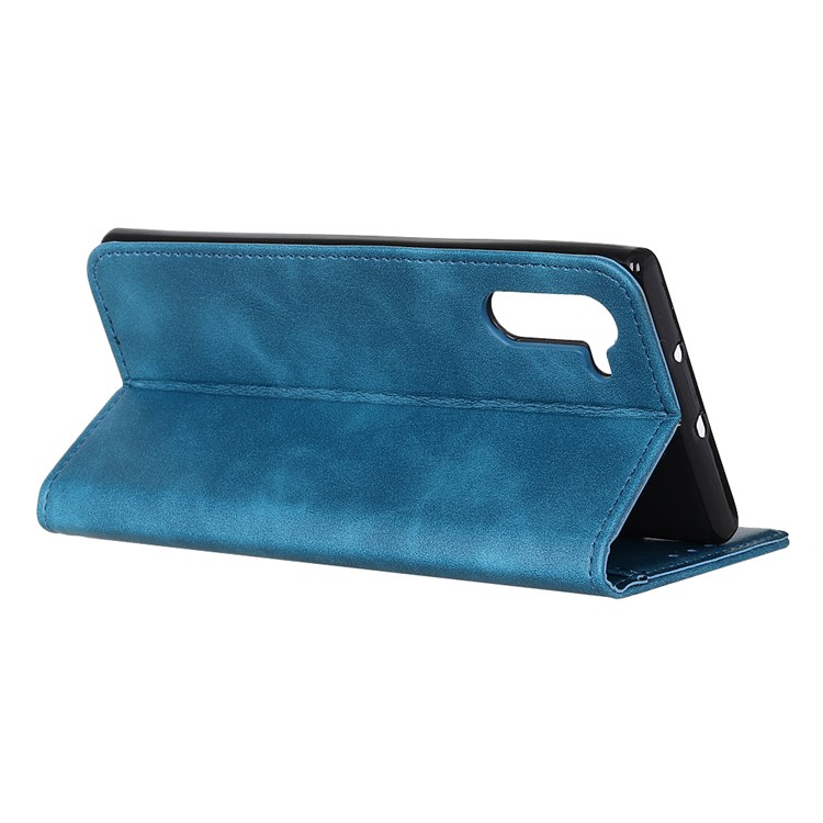 Wallet Stand Leather Phone Shell for Samsung Galaxy Note 10 - Blue-7