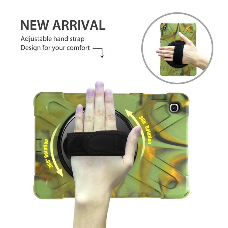 For Samsung Galaxy Tab S5e SM-T720 X-Shape 360 Degree Rotary Kickstand PC + Silicone Tablet Cover with Hand Strap - Army Green-6