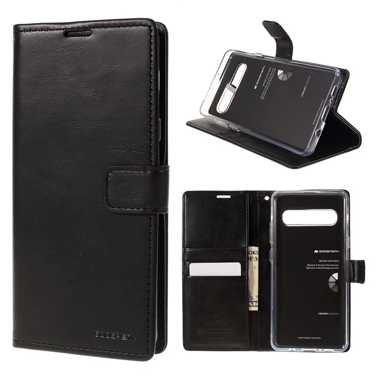 MERCURY GOOSPERY Blue Moon Leather Wallet Case for Samsung Galaxy S10 5G - Black-1