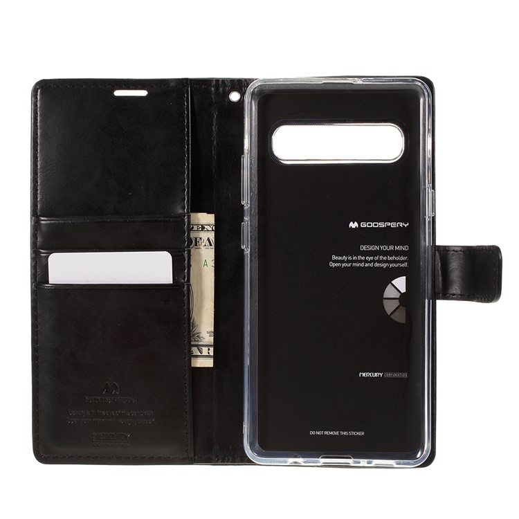 MERCURY GOOSPERY Blue Moon Leather Wallet Case for Samsung Galaxy S10 5G - Black-8
