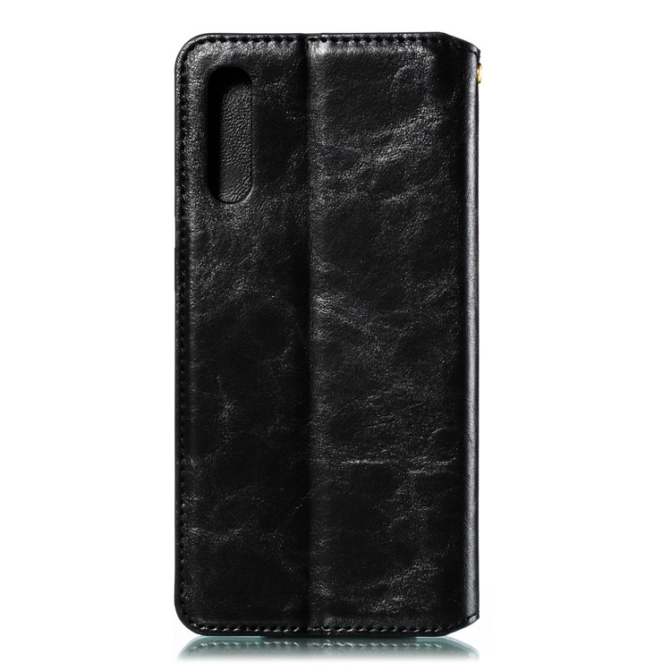 Creazy Horse Texture Leather Strong Magnetic Suction Case for Samsung Galaxy A50 - Black-3