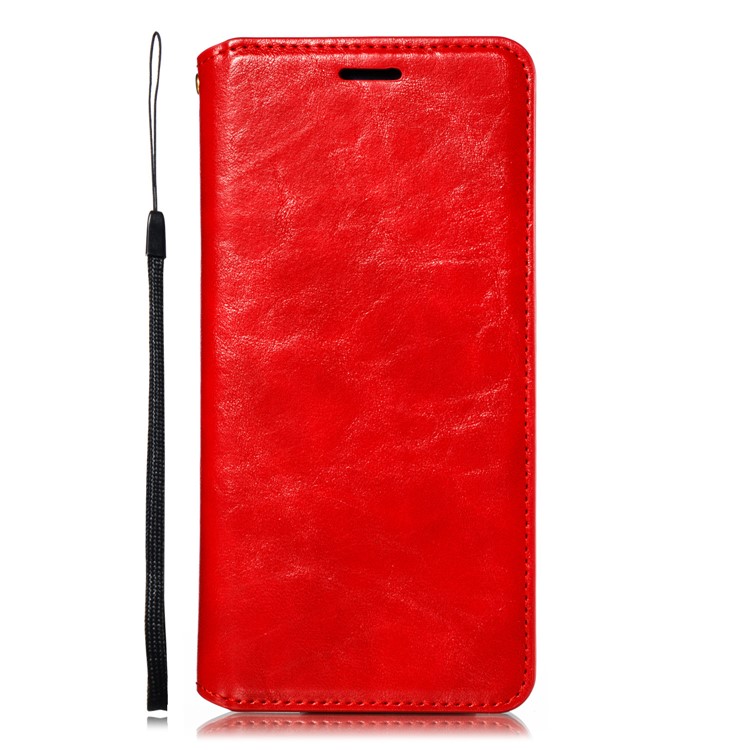 Creazy Horse Texture PU Leather Strong Magnetic Suction Case for Samsung Galaxy A40 - Red-2