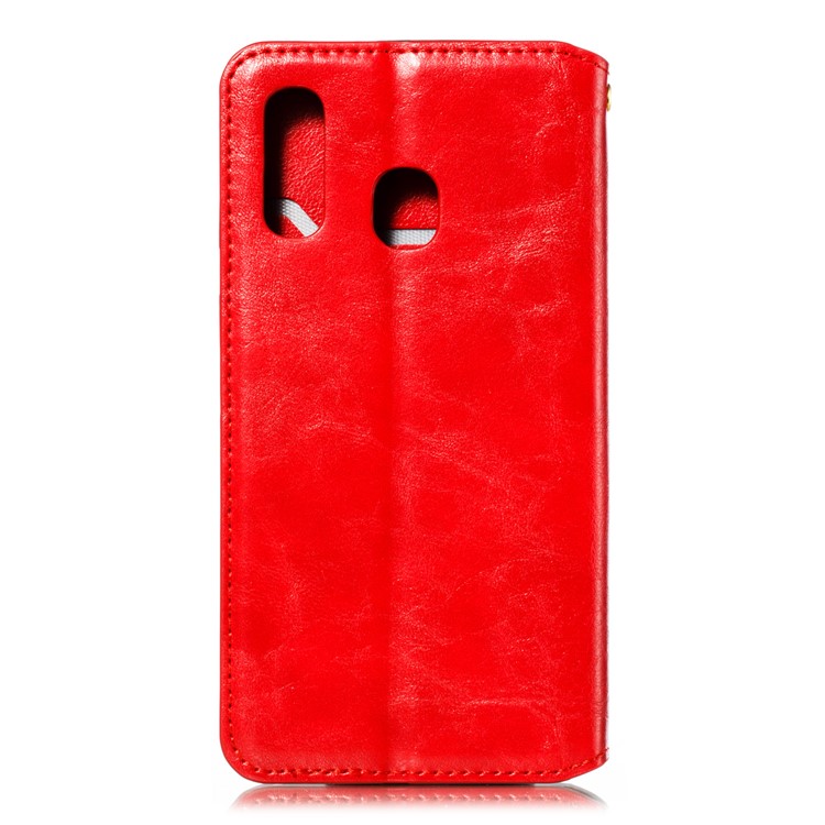 Creazy Horse Texture PU Leather Strong Magnetic Suction Case for Samsung Galaxy A40 - Red-3