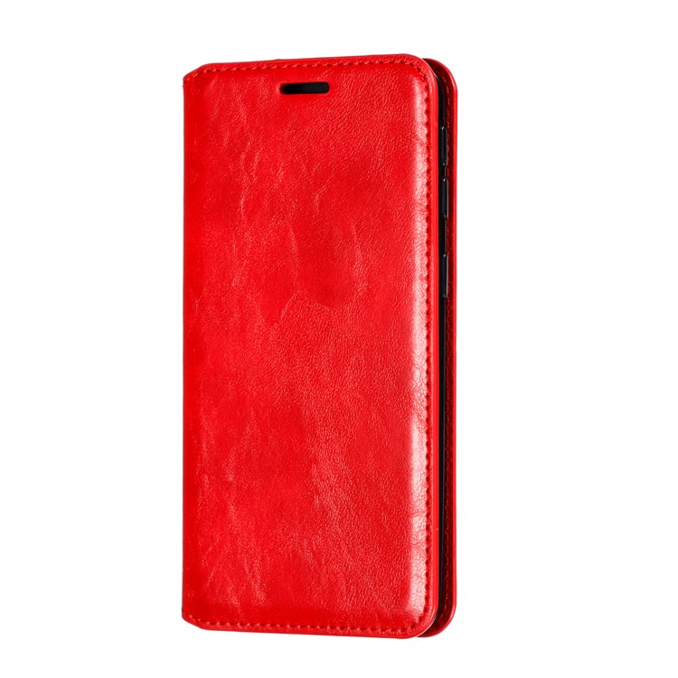 Creazy Horse Texture PU Leather Strong Magnetic Suction Case for Samsung Galaxy A40 - Red-4