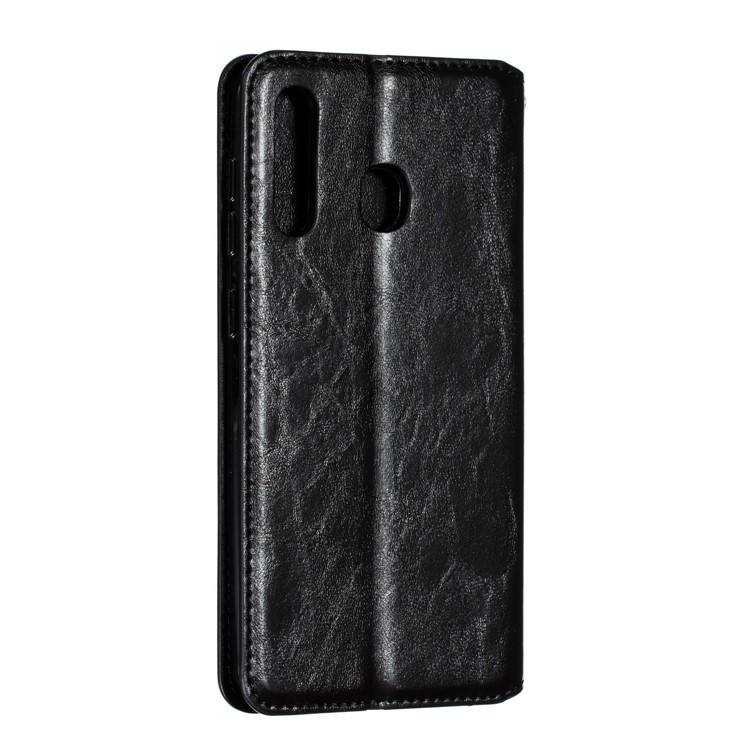 Creazy Horse Texture Leather Strong Magnetic Suction Mobile Phone Case for Samsung Galaxy A20 / A30 - Black-5