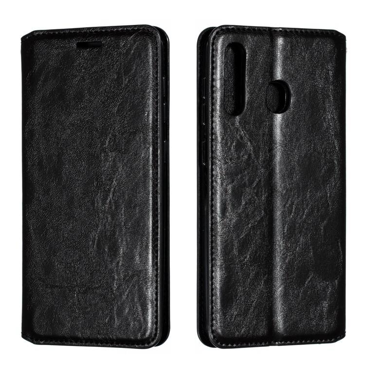 Creazy Horse Texture Leather Strong Magnetic Suction Mobile Phone Case for Samsung Galaxy A20 / A30 - Black-6