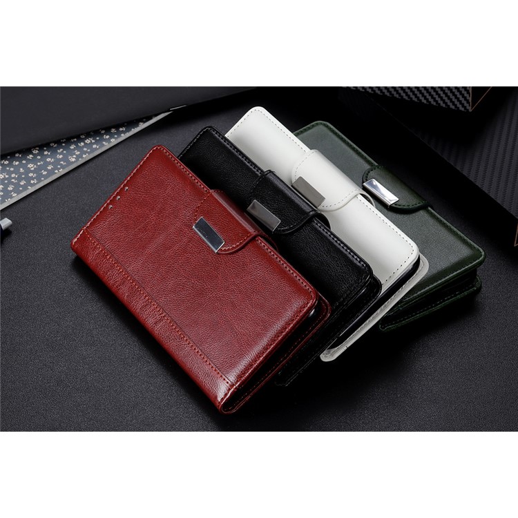 Glossy PU Leather Wallet Phone Shell Case for Samsung Galaxy Note 10 - Black-14