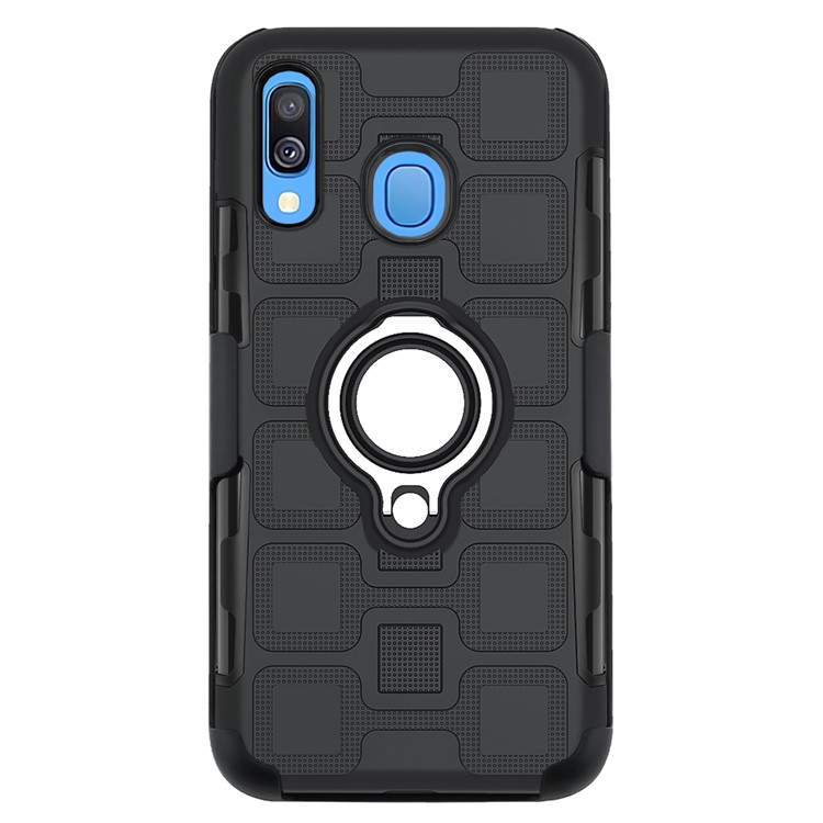 Geometric Pattern TPU+PC Hybrid Phone Cover with Kickstand Belt Clip for Samsung Galaxy A40 - Black-2