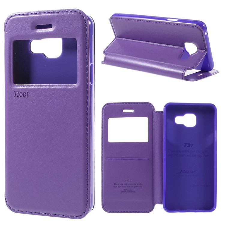 

ROAR KOREA Кожаный Чехол Для Визитной Карточки Для Samsung A3 SM-A310F (2016) - Пурпурный, Galaxy A3 (2016)
