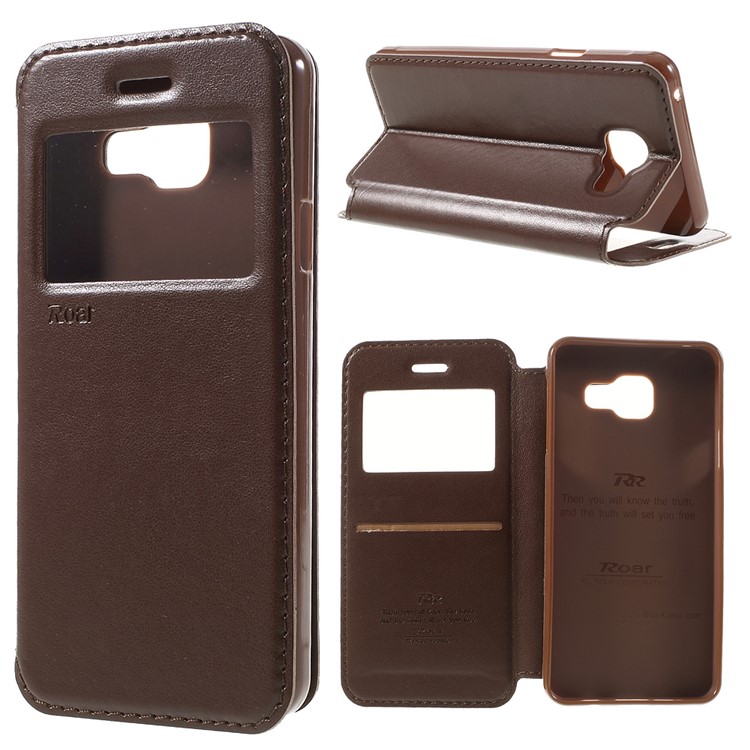 

ROAR KOREA Noble Leather View Cover Case for Samsung A3 SM-A310F (2016) - Brown