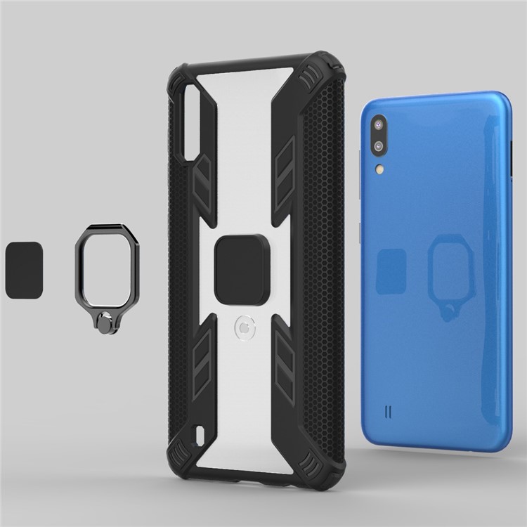 Rotating Ring Kickstand PC+TPU Hybrid Case for Samsung Galaxy M10 / A10 - Black-2