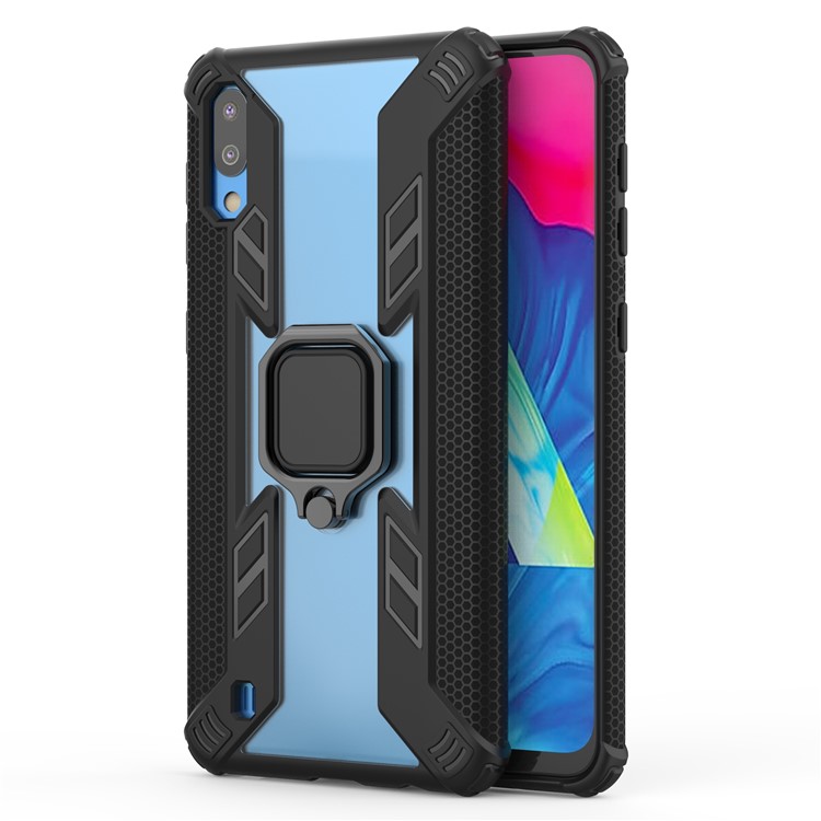 Rotating Ring Kickstand PC+TPU Hybrid Case for Samsung Galaxy M10 / A10 - Black-3