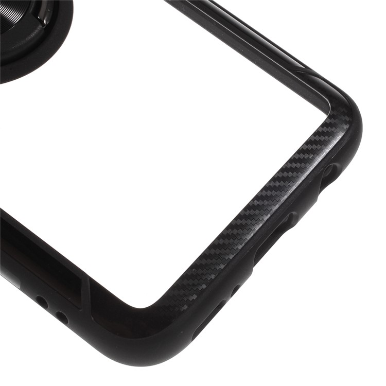 Clear Finger Ring Kickstand TPU + PC + Metal Back Case for Samsung Galaxy A40 - All Black-4