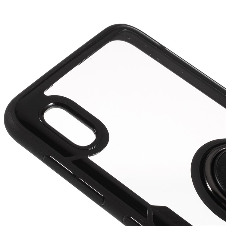 Clear Finger Ring Kickstand TPU + PC + Metal Back Case for Samsung Galaxy A10 - All Black-3