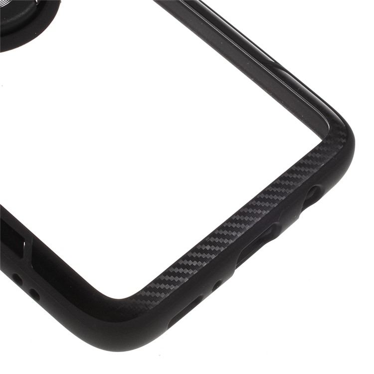 Clear Finger Ring Kickstand TPU + PC + Metal Back Case for Samsung Galaxy A70 - All Black-4