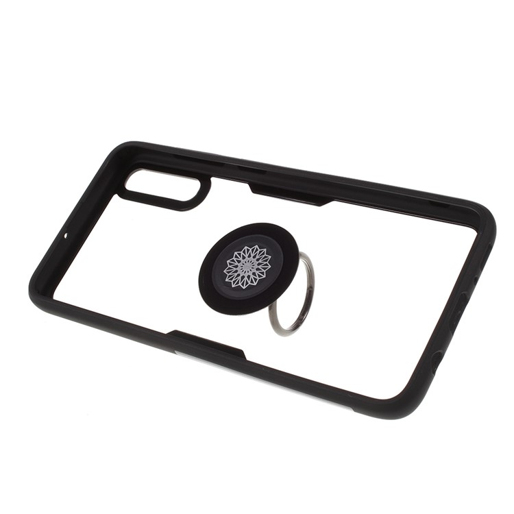 Clear Finger Ring Kickstand TPU + PC + Metal Back Case for Samsung Galaxy A70 - All Black-6