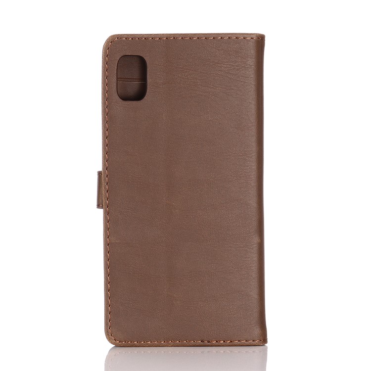 Leather Wallet Stand Cell Phone Cover for Samsung Galaxy A10e - Coffee-4