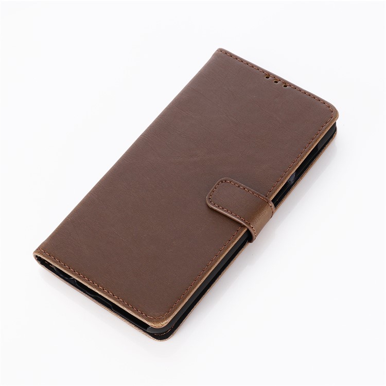 Leather Wallet Stand Cell Phone Cover for Samsung Galaxy A10e - Coffee-5