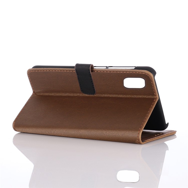 Leather Wallet Stand Cell Phone Cover for Samsung Galaxy A10e - Coffee-8