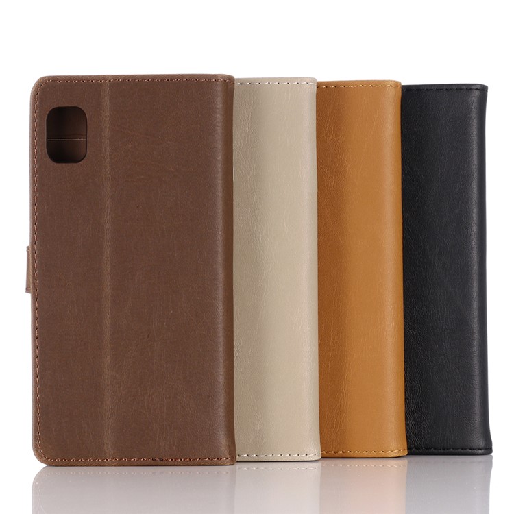 Leather Wallet Stand Cell Phone Cover for Samsung Galaxy A10e - Coffee-9