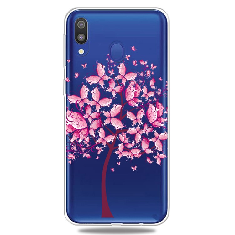 Pattern Printing Clear TPU Cell Phone Shell for Samsung Galaxy A40 - Butterfly and Tree-4