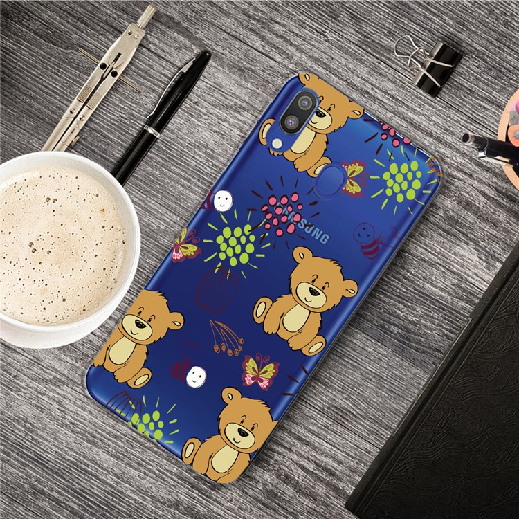 

Pattern Printing Clear TPU Mobile Phone Case for Samsung Galaxy A30/A20 - Bear, Galaxy A30